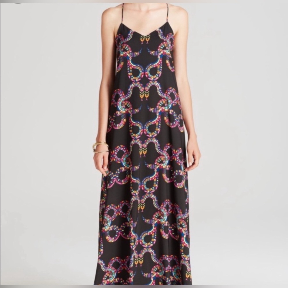 Mara Hoffman pop art neon rainbow snake print maxi dress w/ adjustable straps